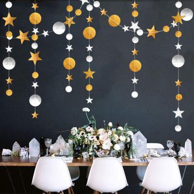 China Birthday Decor 400CM Gold Silver Decoration Paper Circle Dots Garland Party Streamers Bunting Backdrop Hanging Decor For Wedding Birthday Party for sale