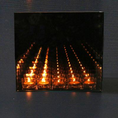 China Home decoration 28x25CM infinity tealight cube infinity candle glass mirror box reflective tealight candle holder for sale