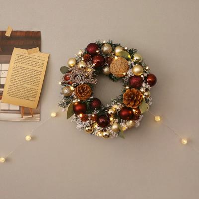 China Christmas Decoration Christmas Decoration 30cm Christmas Wreath Simulation Garland Door Window Props Background Hanging Christmas Tree Props for sale