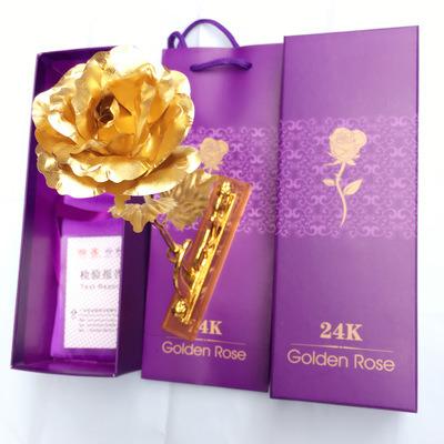 China Wholesale Gold Foil Rose Carnations 24k Gold Gift 24k Gold Foil Long Mothers Day Gift Flower Box Stem Wedding Decoration Valentine's Day for sale