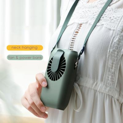 China Portable Handheld Bladeless Fan Plug Power Bank Easy Hanging Fan Electric Power Bank Fan High Quality Mini Rechargeable Neck Fan for sale