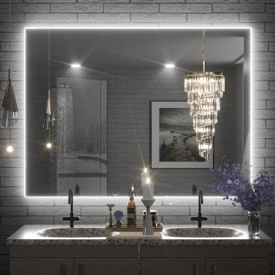 China Illuminated Luxury Modern Wall Mounted Mirror With Touch Screen Smart Lead Bath Mirror For Bathroom for sale