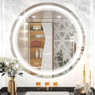 China Illuminated Backlit Hotel Frameless Led Lighted Mirror Wall Mounted Anti-fog Led Round Bathroom Mirror for sale