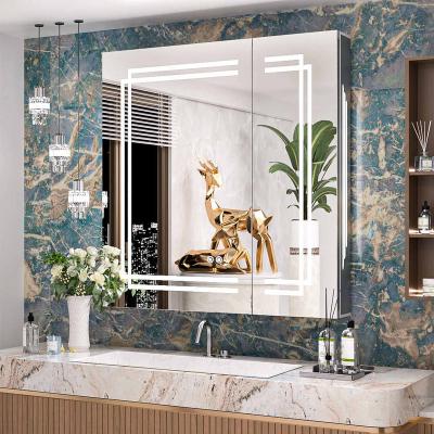 China The Hotel Bathroom Mirror Cabinet Modern High Quality Touch Screen Lead Bath Mirror Medicine Cabinet Bathroom Vanities for sale