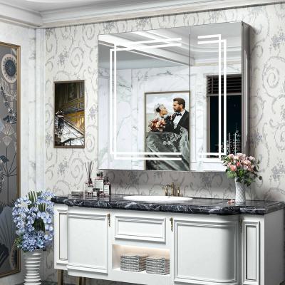 China Modern OEM Customized Utility Bath Vanity Countertops Basin Bathroom LED Mirror High Quality Storage Cabinets for sale