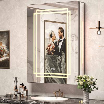 China CE Certificate Modern Mirror Led Cabinet Waterproof Backlit Led Modern Bath Mirrors Bath Room Mirror With Skin Light for sale