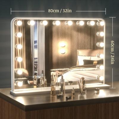 China Rectangle Modern Beauty Fashion Mirrors Dimmable Magnifying Cosmetic Makeup Led Vanity Hollywood Mirror for sale