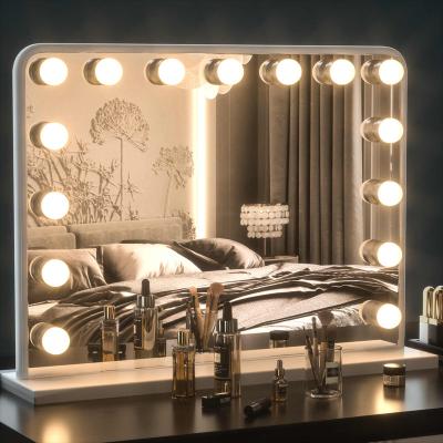 China 3 Color Magnification Lighted Large LED Makeup Mirror With USB Filling Left Vanity Mirror Hollywood for sale