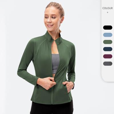 China Breathable Zipper Long Sleeve Sports Jacket Fashion Women Workout Fitness Yoga Tight Quick Dry Sportswear for sale