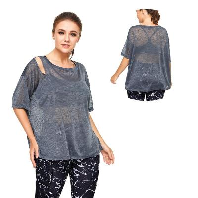 China Breathable Sports Short Sleeve Fitness Yoga Wear Ladies High Quality Adult Breathable Loose Long Sportswear for sale