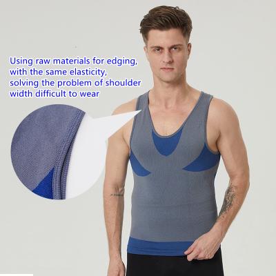 China QUICK DRY men's shapewear abdomen and chest perfect integration slim fit men's sports vest fitness sportswear for sale