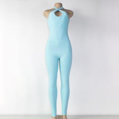 China Breathable sexy halter buttocks show buttocks yoga pants jumpsuit women's sports fitness yoga clothes for sale