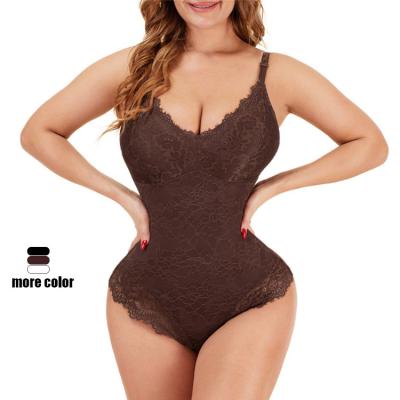 China New Design Breathable Women's One Piece Plus Size Seamless Body Shaper Lace Up Shapewear Sexy Thong for sale