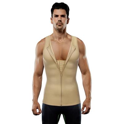 China Antibacterial 2 Front Zipper Men Sliming Waist Body Shaper Bare Steel Boned Aerodynamic Antibacterial Trimmer For Men for sale