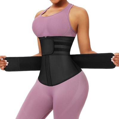 China Dual Logo Latex Waist Trainer 100% Breathable Workout Walker Women Strap Adjustable Compression Fitness Lose Belly Weight Trainer Breathable Custom for sale