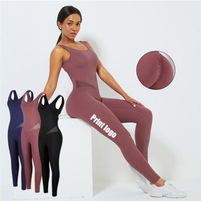 China New Breathable Breathable Women Sports Sexy Lace Backless Crossover Activewear Set Simple Fitness Gym Yoga Tight One Piece Set for sale