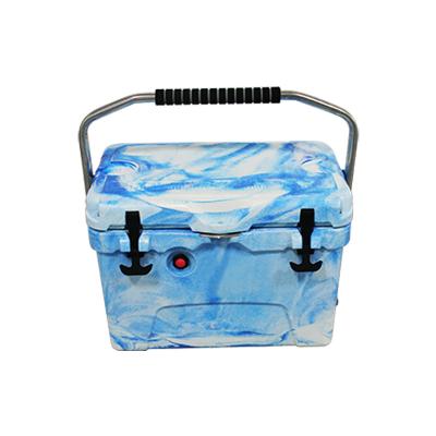 China Chest Ice Cream Food Grade Waterproof YETl Box Cooler Personality Blue And White Colors Pattern 20QT Coolers for sale