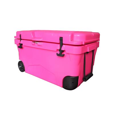 China 50QT Cooler YETl Ice Chest Coolers Solid Color Waterproof Hot Selling Portable Hard Cooler Box With Wheels for sale