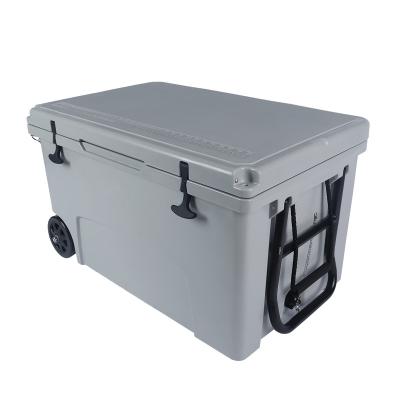 China 2023 Sale YETl 125L Big Capacity Waterproof Cooler Box Multifunctional Food Grade Hard Box With Wheel for sale