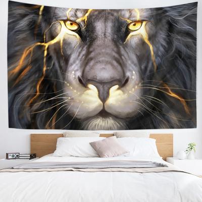 China 200x150cm Traditional Wholesale Custom Cool Lion Tapestry Custom 3d Printing 100%polyester Tapestry for sale