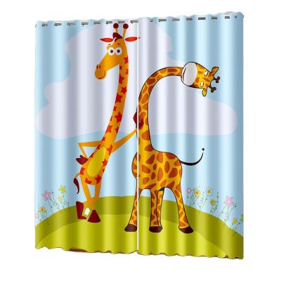 China Funny Blackout Giraffe 3D Kids Curtain Cartoon Rebel Blackout Curtains For Baby Room for sale