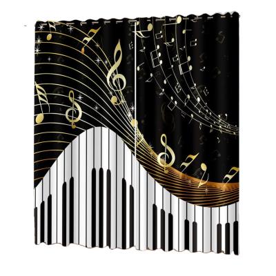 China Wholesale Custom Blackout Musical Instrument Piano Note Pattern Curtain 3D Window Blackout for sale