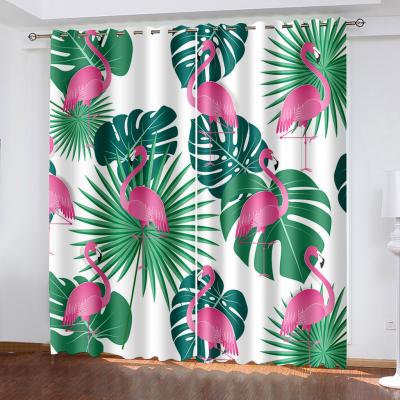 China Custom Printed 3D Blackout Flamingo Window Curtain Blackout Curtain Fabric For Living Room Bedroom Windows for sale