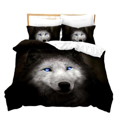 China Folded 3D Wolf Bedding Set Animal Wolf Duvet Cover Set For Kids Pillowcase Bed Linen Single Queen King Size Double for sale