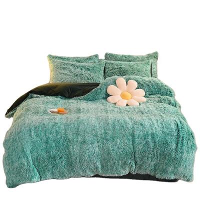 China Wholesale Cheap Fluffy Blue Shaggy Fluffy Duvet Cover Winter Plush Luxury Ultra Soft Folded Bedding Set Bed Sheet for sale