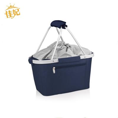 China Sustainable Collapsible Cooler Basket Bag Steel Folding Picnic Shopping Basket For Picnic for sale