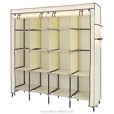 China Folding Wardrobe Cloth Wardrobe , Nonwoven Fabric Portable Metal New Style Steel Wardrobe for sale