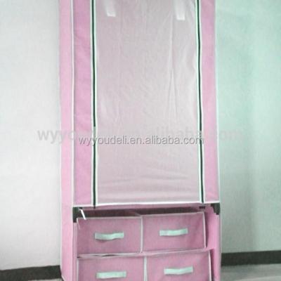 China Wardrobe Manufacturer PEVA Plastic Door Clothes Cabinet Common With Drawer for sale