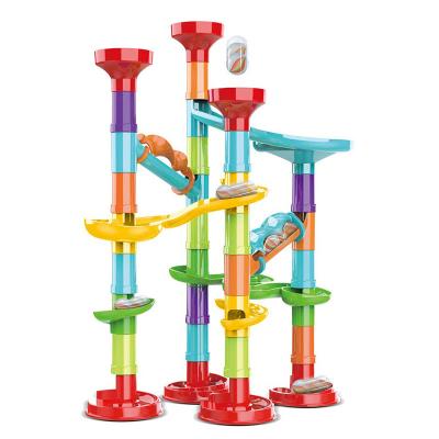 China 50PCS New Arrival 50PCS Plastic Marble Run Toy Set Kids Building Block Building Block Marble Race Track Toys for sale