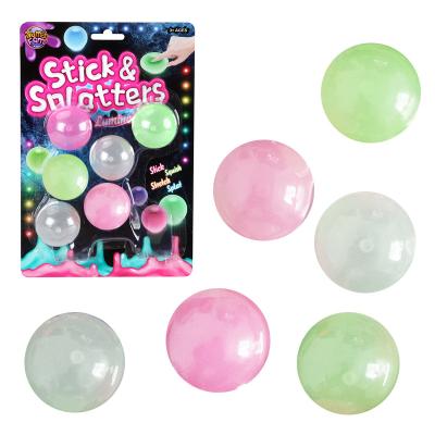 China Plastic Ceiling Sticky Ball Glows in Dark Kids Adult Sticky Ball Toys Wiggle Toys Stress Balls for sale