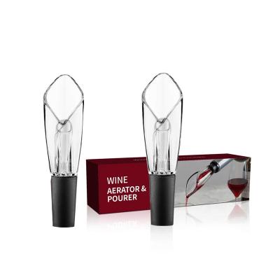 China Premium Modern Wine Accessories Viable Gift 2 in 1 Mini Portable Wake Up Wine Aerator Pourer with Wine Chiller Stick for sale