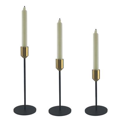 China Wholesale Home Simple Classic Black Brass Copper Silver Gold Metal Candle Holder Conical Candle Holder Stand Sets Iron for sale