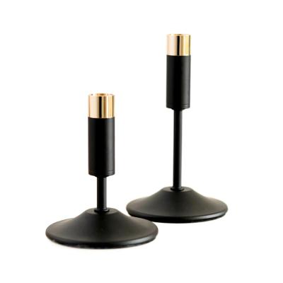 China Home Decor Home Decor Wedding Dining Party Birthday Black Candlestick Holders, Set of 2 Tall Black Metal Candle Pillar Candle Holders for sale