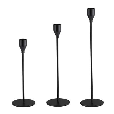 China Home Decor Matte Black Candle Holders Set of 3 for Taper Candles, Wedding Candles and LED Candles Stand, Decorative Black Candlestick Holder for sale