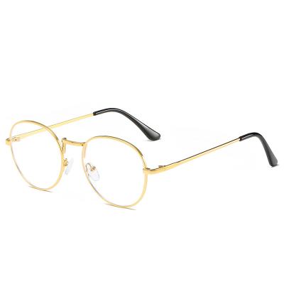 China Adult Blue Light Glasses Fashion Anti Glass Round Metal Glasses Fashionable Frames Custom Wholesale Light Blue Anti Glasses for sale