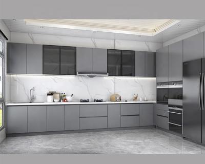 China Fashionable Design Gray Lacquer Modular Kitchen Cabinets Modern Hot Sale for sale