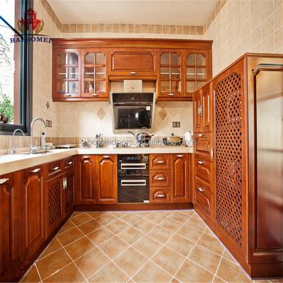 China Environmental friendly customized wooden cupboards soild sideboard with precut granite countertops for sale