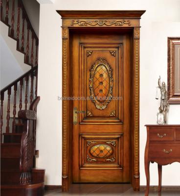 China Swing Fashion Flower Designs Wood Single Main Door For Home for sale