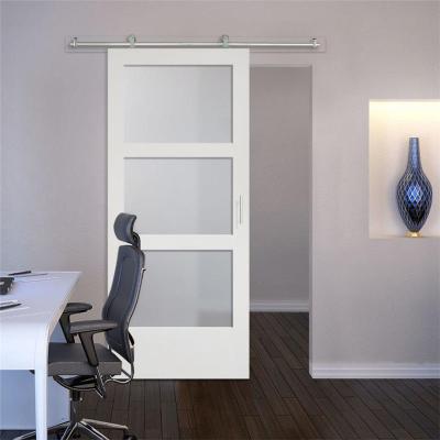 China modern white barn door with frosted glass use for office room for sale