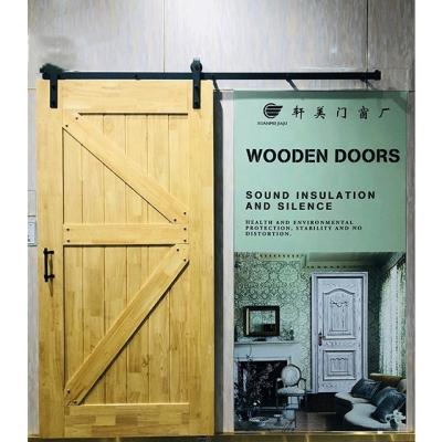 China Customized Style Traditional Sliding Wood Interior Barn Door Double Panel Barn Doors Wood Interior Sliding Barn Door for sale