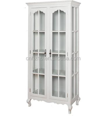 China French Antique Wooden Glass Display Cabinet Living Room Furniture for sale