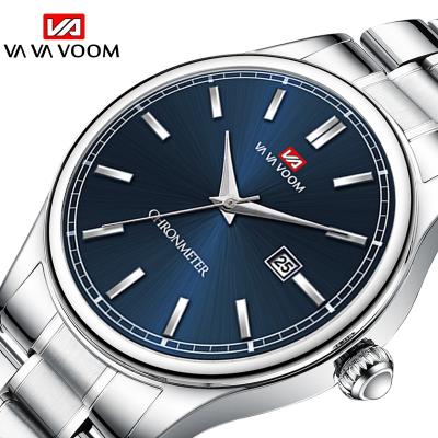 China Stainless Steel Rabid Strap Movement Style Water Resistant Business Calendar Wrist Quartz Watch Waterproof Men for sale