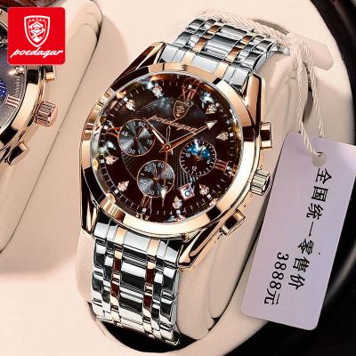 China Wholesale Poedagar 8208 Luminous Sport Crystal Quartz Watch For Men Waterproof High Quality Shockproof Stainless Steel Date Watch For Men for sale