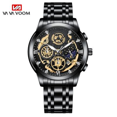 China Automatic Date Fashion China Men's Quartz Watch Date Display Steel Luminous Pot Strap Concise Business Wrist Watch for sale