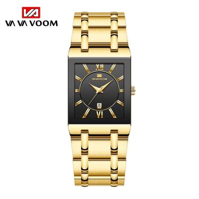 China Cheap Price OEM ODM Gold Watch Square Day/Date Men Watches Quartz Stainless Steel Wristwatch For Men for sale