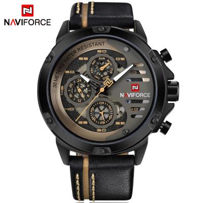 China Full Calendar Naviforce 9110 High Quality Quartz Naviforce Waterproof Leather Men Watch Reloj for sale